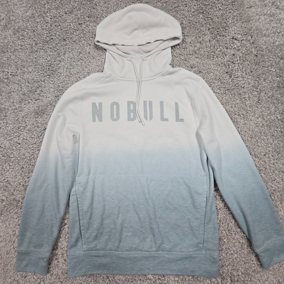 Nobull Hoodie‎ Womens Small White Blue Ombre Long Sleeve Sweatshirt READ - Picture 1 of 14